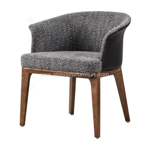 Grey cotton linen and leather Designer single chairs
